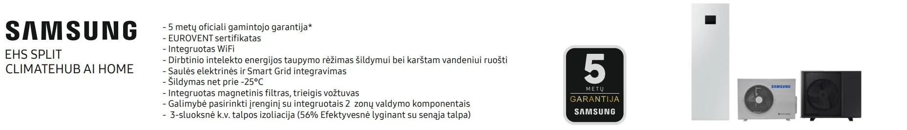 Samsung šilumos siurblys ae125dxedgg/eu 12. 5kw, 200l vandens talpa. Detalė.